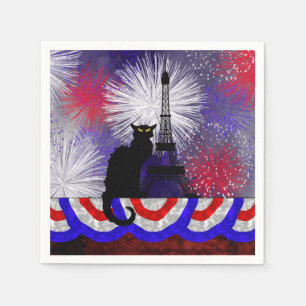 Chat Noir Bastille Day Napkin