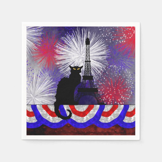 Chat Noir Bastille Day Napkin (Front)