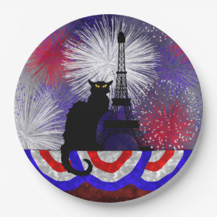 Chat Noir Bastille Day Paper Plate