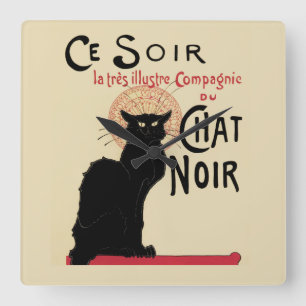 Chat Noir~Black Cat Square Wall Clock