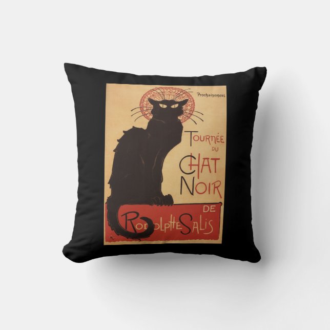 Chat Noir Cabaret Troupe Black Cat Promo Poster Cushion (Front)