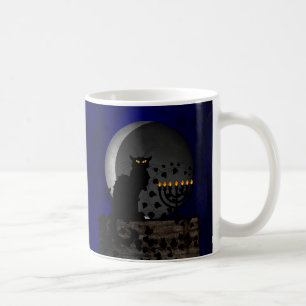 Chat Noir Chanukah with Menorah Coffee Mug