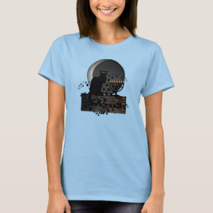 Chat Noir Chanukah with Menorah T-Shirt