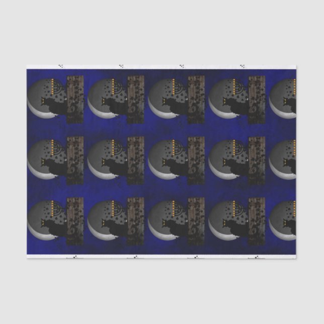 Chat Noir Chanukah with Menorah Tissue Paper (Front)