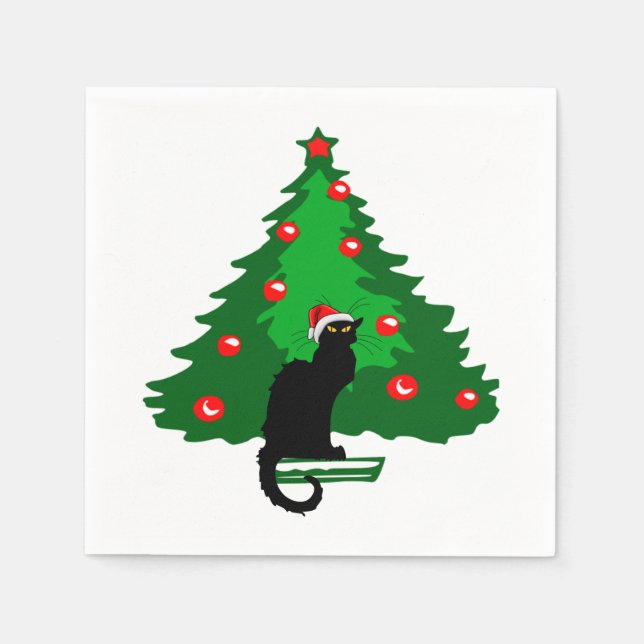 Chat Noir Christmas Napkin (Front)