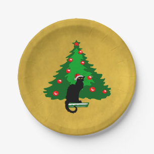 Chat Noir Christmas Paper Plate