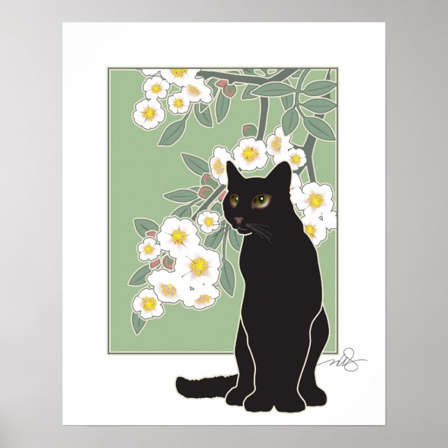 Chat Noir et Fluer de Pommier Poster (Front)