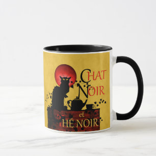 Chat Noir et Thé Noir, Black Cat Black Tea Mug