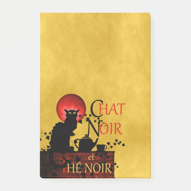 Chat Noir et Thé Noir, Black Cat Black Tea Post-it Notes (Front)