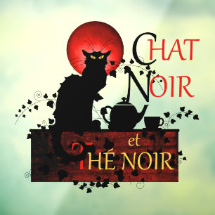 Chat Noir et Thé Noir, Black Cat Black Tea Window Cling