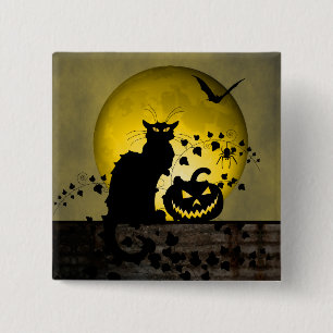 Chat Noir Halloween 15 Cm Square Badge