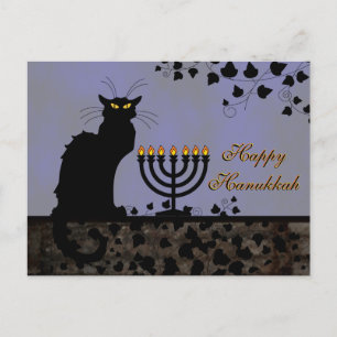 Chat Noir Hanukkah Holiday Postcard