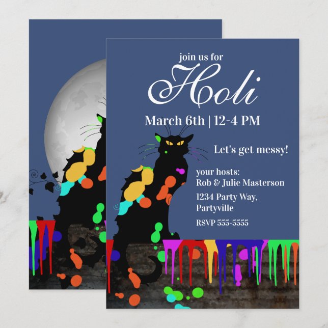 Chat Noir Holi Hai Invitation (Front/Back)