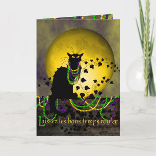 Chat Noir Mardi Gras Card