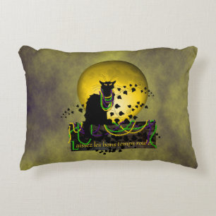 Chat Noir Mardi Gras Decorative Cushion
