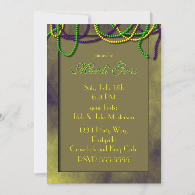 Chat Noir Mardi Gras Invitation (Front)