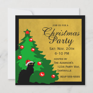 Chat Noir Merry Christmas Invitation