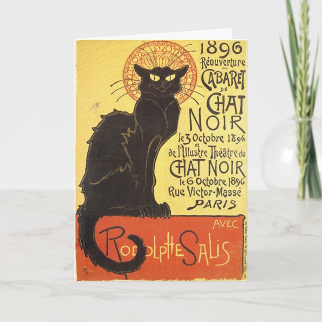 Chat Noir Steinlen Belle Epoque Vintage Art Card (Front)