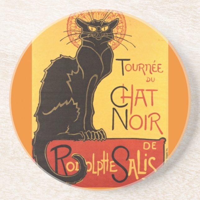 Chat Noir Steinlen Belle Epoque Vintage Art Coaster (Front)