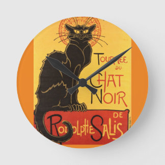 Chat Noir Steinlen Belle Epoque Vintage Art Round Clock