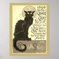 Chat Noir Steinlen Belle Epoque Vintage Sepia Art
