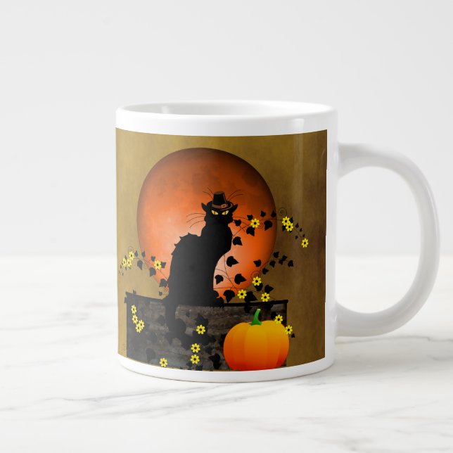 Chat Noir Thanksgiving Large Coffee Mug (Right)