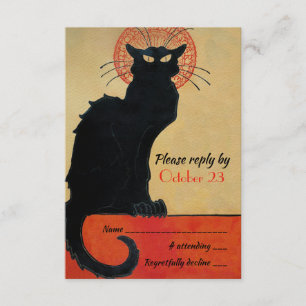 Chat Noir Vintage French Cat RSVP Invitation