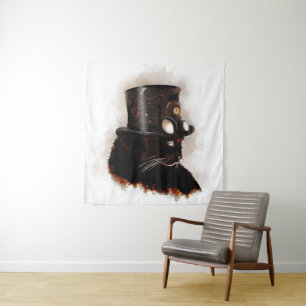 Chat steampunk tapestry