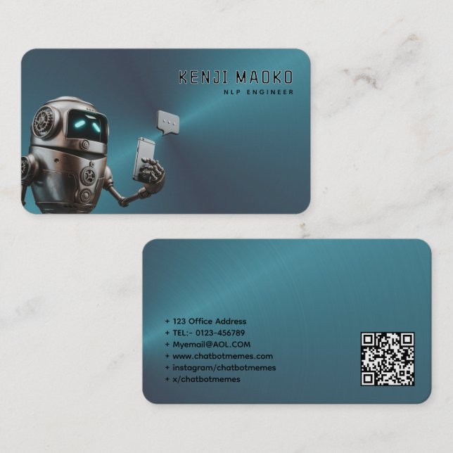🤖Chatbot Developer Conversational AI NLP Engineer Business Card (Front/Back)