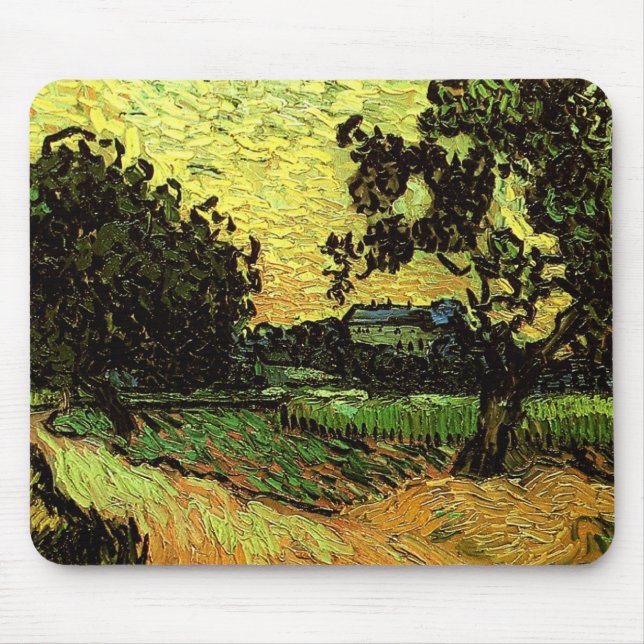 Chateau Auvers Landscape Twilight Van Gogh Fine Mouse Mat (Front)