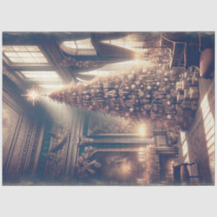 Chateau Christmas Tree Elegant Vintage Decoupage Tissue Paper