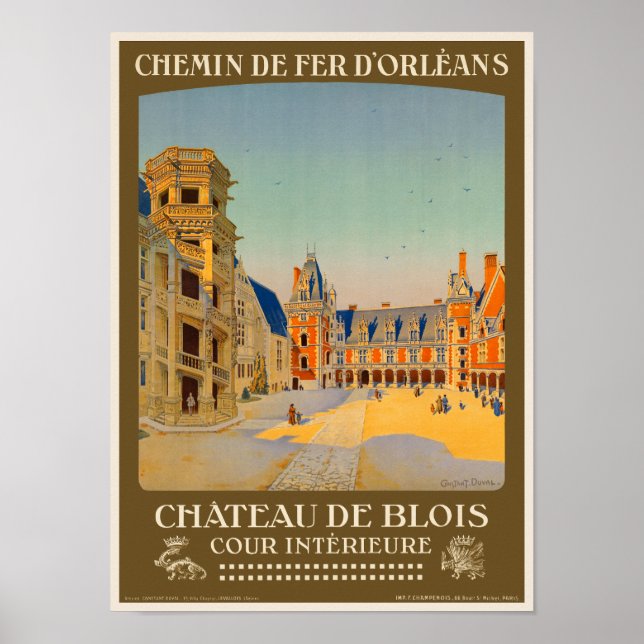 Château de Blois France Vintage Poster 1928 (Front)