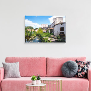 Château de Bourdeilles and Dronne River, Dordogne Canvas Print