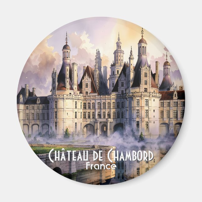 Chateau de Chambord Loire France Watercolor Castle Magnet (Front)