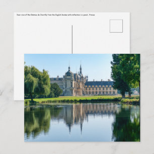 Chateau de Chantilly and reflection in a pond Postcard