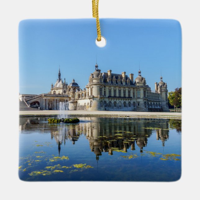 Chateau de Chantilly with reflection in a pond Ceramic Ornament (Front)