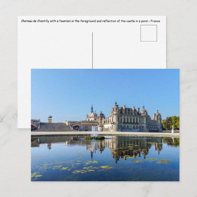 Chateau de Chantilly with reflection in a pond Postcard (Front/Back)