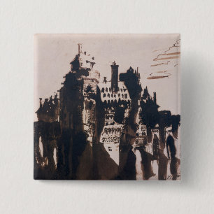 Chateau fortified by two Bridges 15 Cm Square Badge