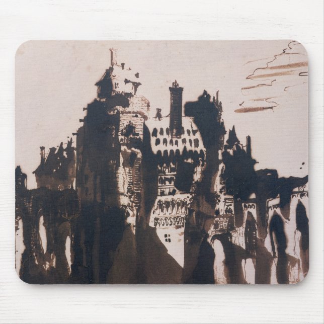 Chateau fortified by two Bridges Mouse Mat (Front)