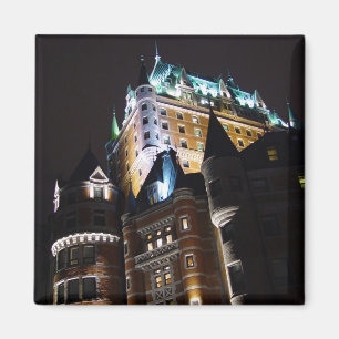Chateau Frontenac Castle Lit Up At Night Magnet