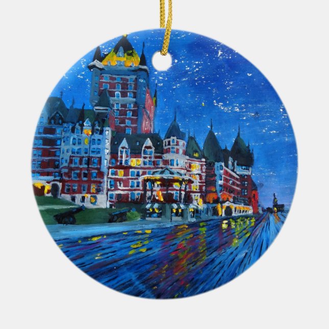 Château Frontenac Quebec Canada by night Ceramic Tree Decoration (Front)