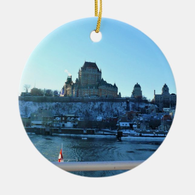 Chateau Frontenac, Quebec, Canada Ceramic Tree Decoration (Front)