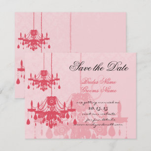 Chateau Rose Pink Chandelier Wedding Invitations