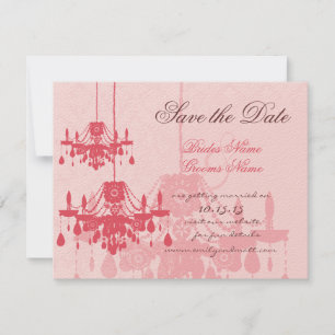 Chateau Rose Pink Chandelier Wedding Invitations