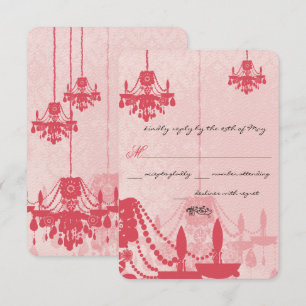 Chateau Rose Pink Chandelier Wedding Invitations
