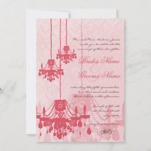 Chateau Rose Pink Chandelier Wedding Invitations