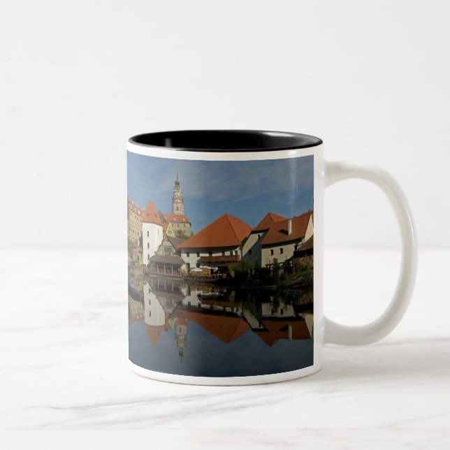 Chateau tower, Vltava River, Cesky Krumlov, Two-Tone Coffee Mug (Right)