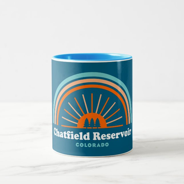 Chatfield Reservoir Colorado Rainbow Two-Tone Coffee Mug (Center)