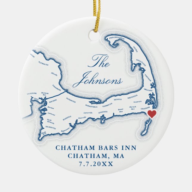 Chatham Bars Inn Wedding Photo First Christmas Ceramic Tree Decoration (Front)