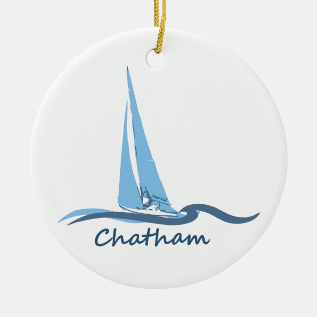 Chatham - Cape Cod. Ceramic Tree Decoration (Front)